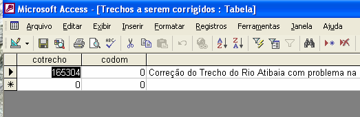 3 Acionar a macro do banco de dados Local.mdb Gera Trechos que cruzam ou fazem fronteira estadual.