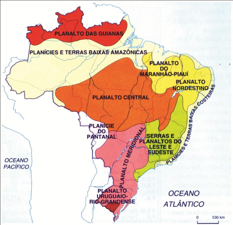 Nesta classificação do relevo, os planaltos respondem por 59% e as planícies por 41% da área territorial do Brasil. b) Classificação do relevo, segundo Aziz N. Ab Saber O geógrafo Aziz N.