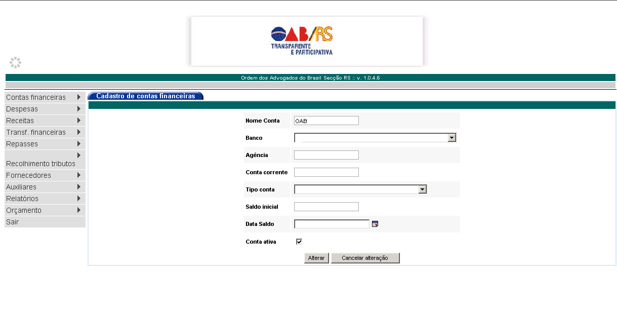 Para que a consulta seja filtrada: Tendo listadas todas as contas cadastradas, será possível fazer a alteração dos dados.