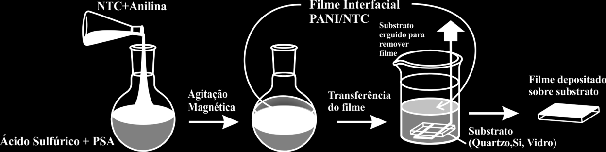 padrão, a massa de NTC-Fe foi adicionada à 20 ml de tolueno e submetida a ultrassom juntamente com o volume de anilina.