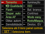 Especificações dos itens do painel de controle Você pode usar o seguinte procedimento para especificar os oito itens que deseja no painel de controle. 1.