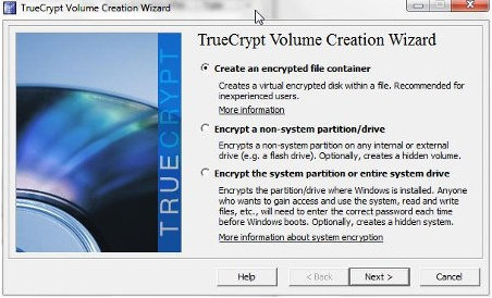 O Truecrypt é outro programa que criptografa de maneira segura qualquer arquivo no seu computador. Para fazer isso, ele cria um diretório secreto, criptografado, onde podem ser inseridos os arquivos.