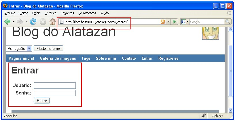 Observe que ao informar seu usuário e senha para se autenticar, ao clicar sobre o botão "Entrar" a URL requisitada é carregada de forma direta!