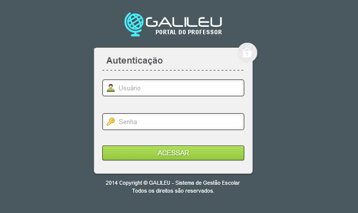 MANUAL DO USUÁRIO PORTAL DO PROFESSOR ACESSANDO O PORTAL DO PROFESSOR Para acessar o portal do professor, acesse o endereço que você recebeu através da instituição de ensino ou acesse diretamente o