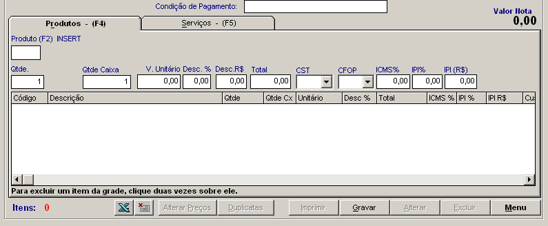 Tipo = Deixe selecionado NF NF = Digite o número da