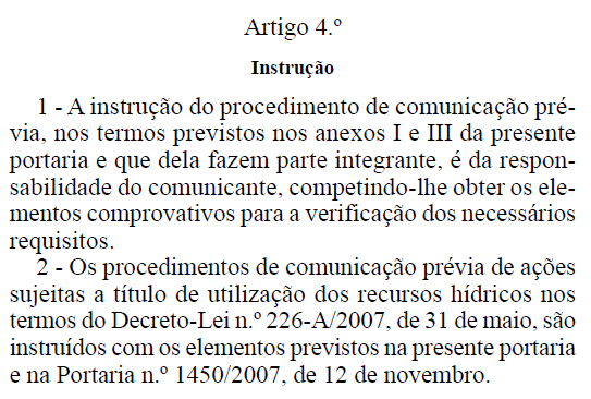 Instrução - Situações específicas (Regimes especiais) REN Portaria n.