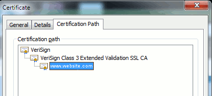 Verisign é CA. A validação estendida SSL CA da classe 3 de Verisign é um intermediário ou um certificado de servidor de assinatura (um server autorizado por CA para emitir Certificados em seu nome).