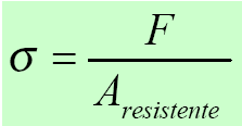 TENSÃO Tensão é a relação entre a carga aplicada e a área resistente.