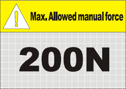 Descrição das placas de identificação, etiquetas de advertência e instruções de funcionamento: 1- Capacidade de carga Máxima 136 Kg (Proibido a