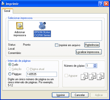 Personalização das configurações de impressão no Windows Impressão através de aplicativos Após criar um documento em um determinado aplicativo, proceda conforme as etapas detalhadas a seguir para
