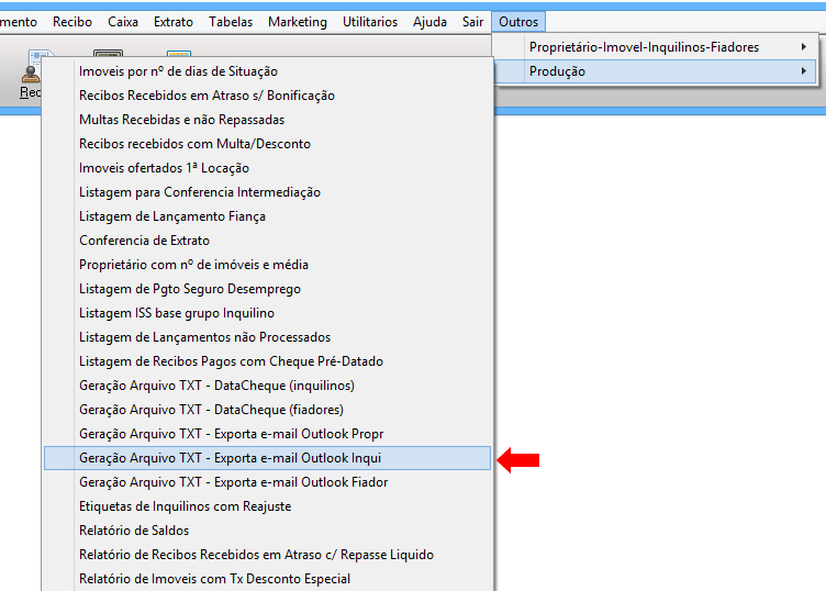 3. Exportação de E-mails dos Inquilinos O processo é semelhante ao anterior.