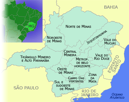 Figura 1: Doze mesorregiões do Estado de Minas Gerais,