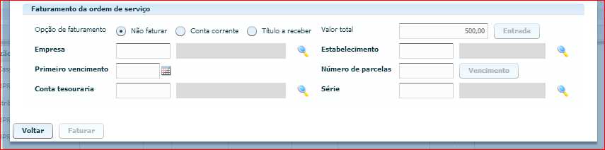 No quadro Inclusão de contas financeiras, informe a conta financeira correspondente ao Serviço, o percentual e clique em Adicionar.