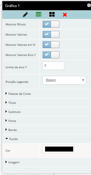 76 Nesta seção temos os seguintes itens a serem preenchidos: Mostrar borda:selecione entre on/off; Cor:selecione a cor da borda do