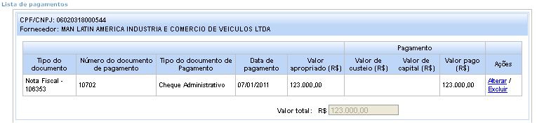 18 Por fim, selecione o documento de despesa e digite o Valor pago. Clique em Gravar.