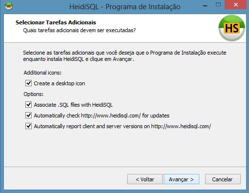 Instalando o HeidiSQL Deixe as