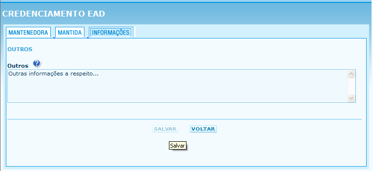 PDI Outros Informe os