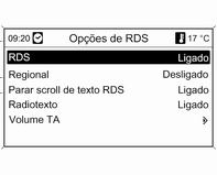 Rádio 39 O Sistema de informação e lazer sintoniza sempre a melhor frequência de recepção para a estação definida através da funcionalidade AF (Frequência Alternativa).