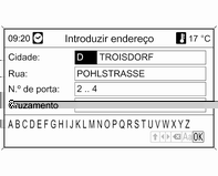 Navegação 77 Abaixo da informação detalhada listada do posto de abastecimento actualmente identificada é apresentado: o sentido aproximado até ao posto de abastecimento, o endereço, a distância e os