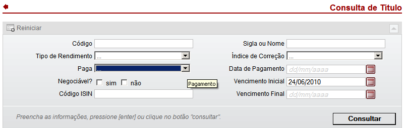 V.Títulos Exemplo 3 Uma LFT, criada após a implantação do Sistema Cadastro, com vencimento em 01/11/2011, mas com data-base diversa das demais existentes em 01/07/2010, terá um novo código,