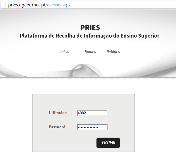 2. Apresentação da PRIES A plataforma encontra-se disponível no link disponibilizado pela DGEEC.