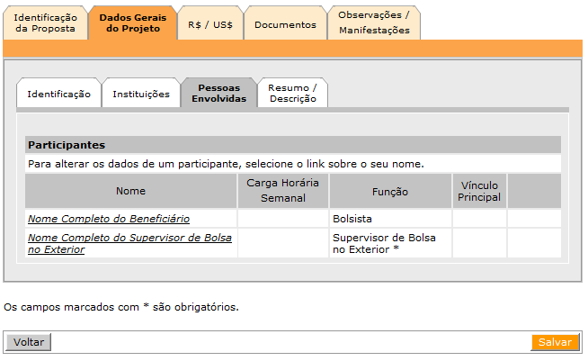 Clique no sinal ao lado da Grande-Área/Área desejada, selecione ( ) a Subárea de Conhecimento mais adequada ao seu projeto e clique em.