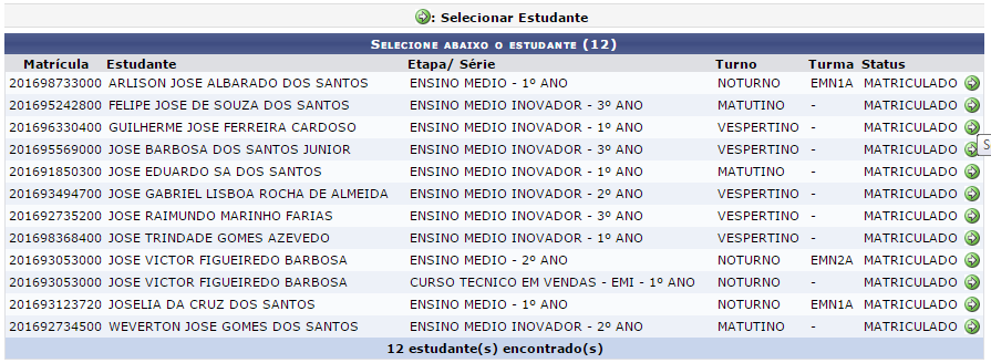 Alterar dados Pessoais do Estudante Após cadastrado, é possível fazer alterações nos dados pessoais do estudante.