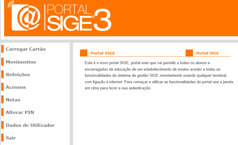 diversas funcionalidades do SIGE3, via web, a