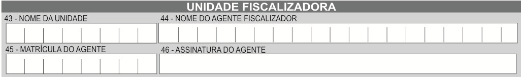 Campos 35 Devem ser utilizados os códigos apresentados na Tabela 10 e no Roteiro de Fiscalização, Apêndice B.