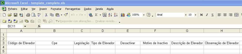 11. Download Dados dos elevadores Esta opção permite que cada EMA possa fazer, por tipo de equipamento e por data de inserção, o download, para ficheiro Excel, de todos os elevadores pelos quais é