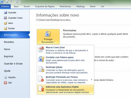 2. Certifique-se que o certificado selecionado é o de Assinatura Digital, caso contrário clique em Alterar.