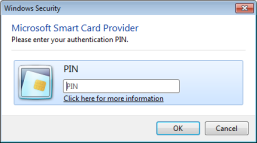 Windows XP Windows Vista e seguintes Introduza o Código PIN e clique em OK para se autenticar no sítio Web. 3.4.2.