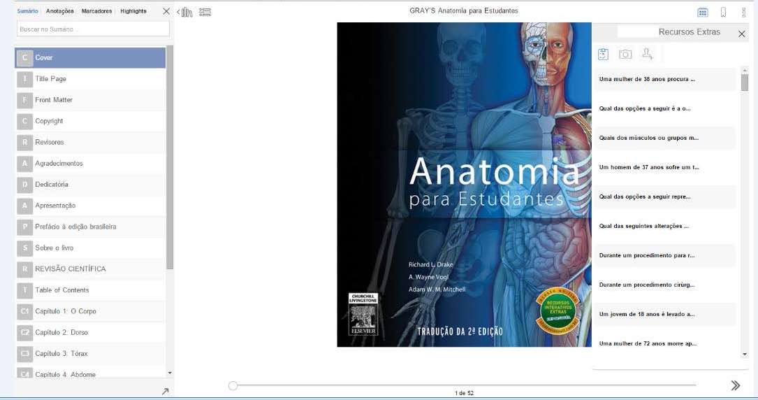 Acessando os recursos extras Você poderá fazer buscas pelo sumário, por suas anotações,