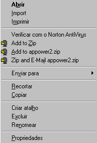 Para compactar um arquivo é muito fácil, basta após ter instalado o Winzip em seu computador, clicar com o botão direito do mouse sobre o arquivo Nas opções que se abrem temos Add to Zip Nesta opção