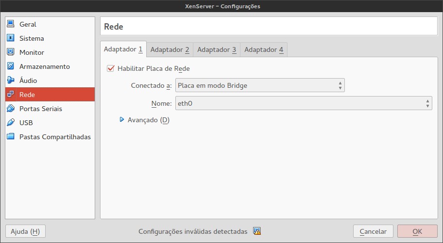 Figura: Rede Bridge ;Fonte:<Auto Autoria>;2015; INSTALAÇÃO XEN SERVER Ao se inicializar a maquina sera carregado o sistema de instalação do Xen Server, cujo é relativamente simples.