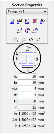 26 Depois, o operador deve indicar alguns valores relativos às dimensões da seção, como altura e largura.