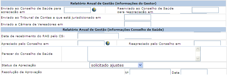 também as datas de envio do Relatório de Gestão à Casa Legislativa e Tribunal de Contas.