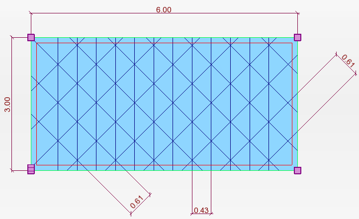 dimensões quando a relação entre vãos apresenta variação de 1, 1,5 e 2. O modelo adotado para as lajes bidirecionais e rotacionadas contém as mesmas dimensões.