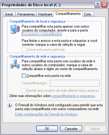 Em seguida ativar o compartilhamento Assim que ele realize esta configuração a unidade será apresentada da seguinte forma, agora para o usuário mapear a unidade é necessário conhecer o nome do