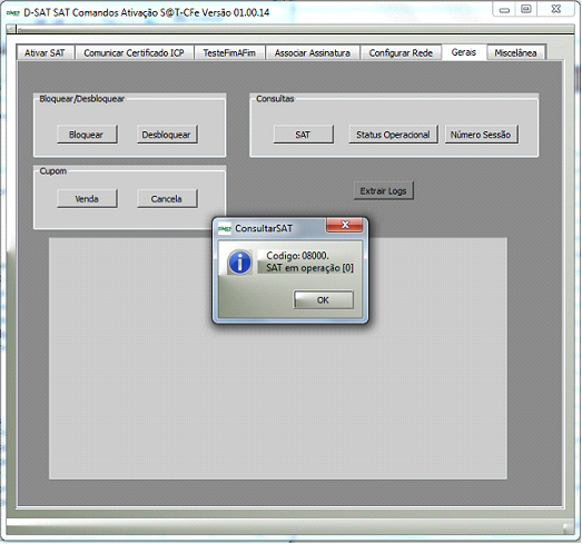 TESTE DE OPERAÇÃO Após todas as etapas anteriores concluídas, já podemos conferir se o equipamento (SAT) está comunicando corretamente. Para isto basta abrir o programa "Sat_ativacao.