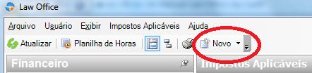 O cadastro dos impostos aplicáveis na folha de pagamento do funcionário é apenas informativo no Law Office. Clicando em Impostos > Nota de Honorários, abrirá tela para caracterização do imposto.