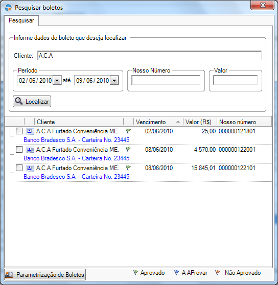 Indique os dados do boleto: nome do Cliente;