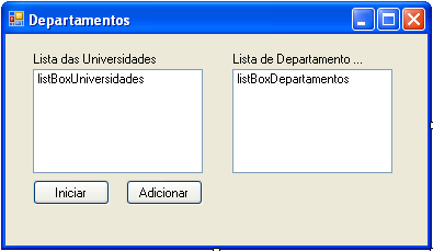 Click de mouse do button1 Eventos private: System::Void button1_click(system::object^ sender, System::EventArgs^ e) { listboxuniversidades->items->clear(); objeto_principal->iteradorluniversidades =