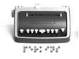 (a) (b) (c) Figura 1.7. (a) Reglete com punção; (b) máquina de datilografia braille; (c) teclado braille. Segundo Reily [2004, p.