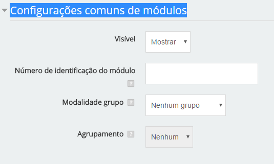 Figura 22 Exemplo de configuração de atividade Base de dados Avaliações III Passo 14: As demais opções de configurações