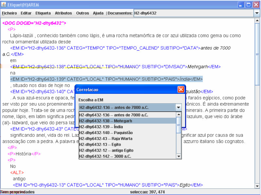 F.4. MENUS DO ETIQUET(H)AREM 345 lises alternativas. Neste caso, o programa apenas reproduz um novo bloco de texto, sem qualquer notação, para posterior etiquetagem.