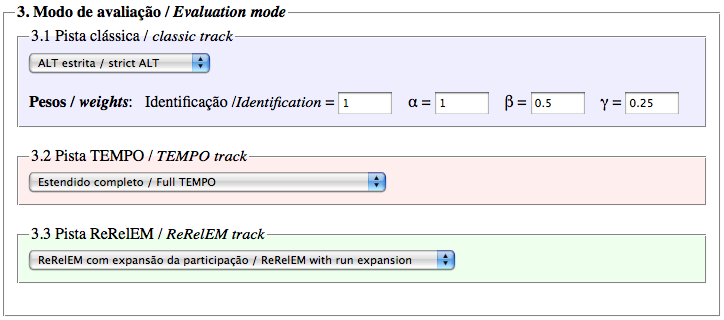 G.3. APRESENTAÇÃO DOS RESULTADOS 351 Figura G.4: Configuração da avaliação: selecção do modo de avaliação. vas <ALT>, apresentada nas secções 5.1.4 e 5.6.