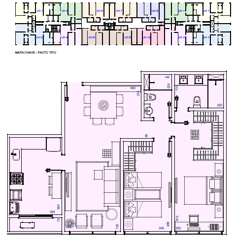 OBSERVAÇÕES IMPORTANTES. Por favor, leia com atenção: Exemplo de apartamento de 2 quartos com 80m2, em projeção retangular de 1.