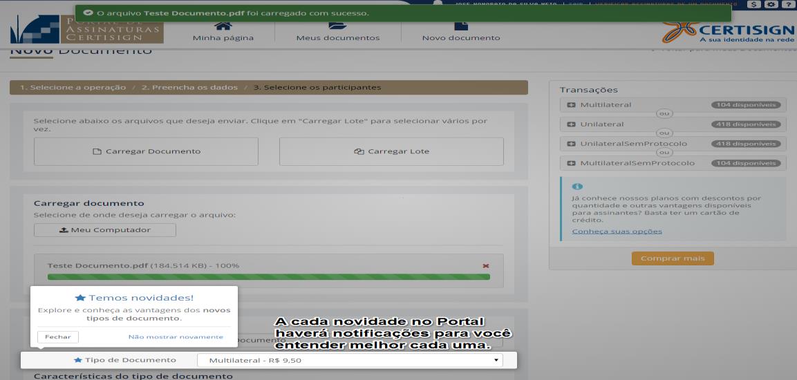 Figura 44 Após isso o documento será carregado para o Portal e certifique se