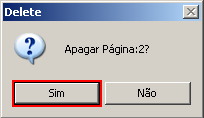 26/ 39 Caso o usuário deseje apagar uma página, deverá selecioná-la e posteriormente clicar em Apagar. Nesse caso, aparecerá uma nova caixa, bastando o usuário clicar em Sim para apagá-la.